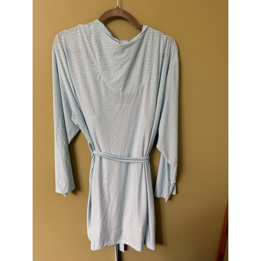 Simply Southern Blue Greek Key Robe and Lace Trim Nightgown Set XXL - Picture 4 of 9